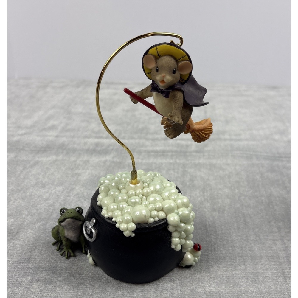 Fitz & Floyd Charming Tails Spellbound Mouse Witch Spins Musical Figurine Works - Picture 2 of 6
